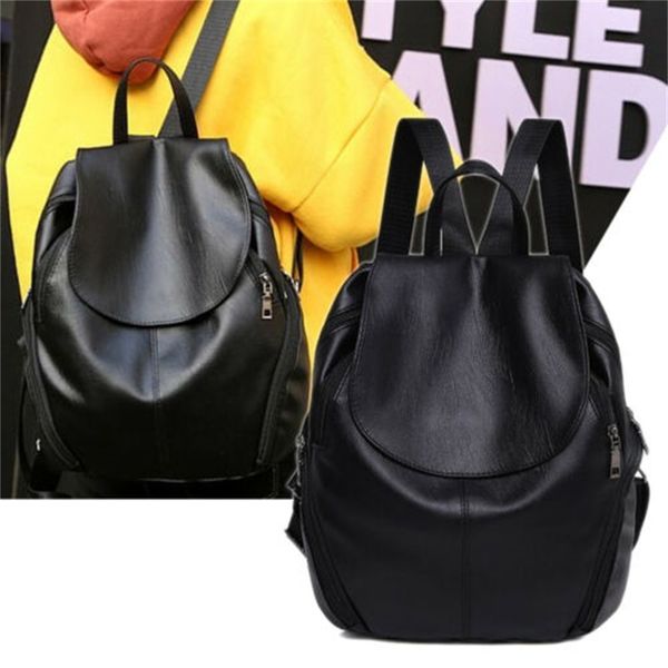 

new 2021 Fashion Vintage Women Leather Casual Urban Travel Wild School Bag Women's Backpack Girls Solid Bagpack Bags