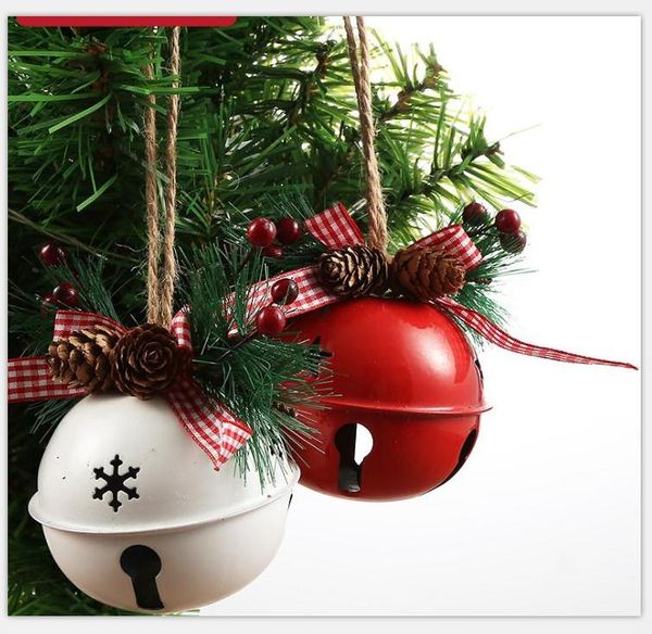 Weihnachten Jingle Schmiedeeisen Große Glocke Dekoration Anhänger Weihnachtsglocke Anhänger Weihnachtsschmuck Neujahr Party Kinderspielzeug 100 Stück SN4849