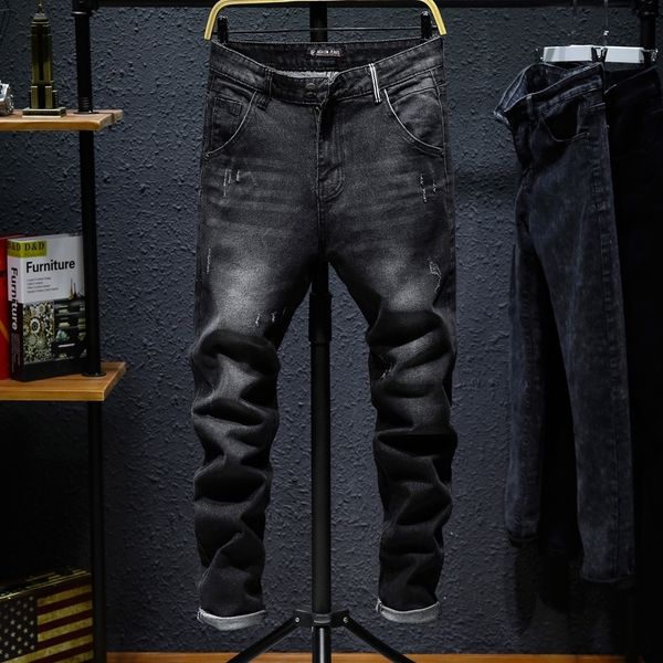 

ehgmg quality denim korean style slim fit feet jeans and jeanspants and jeans casual pants men's youth jeans trousers men's fashio, Blue
