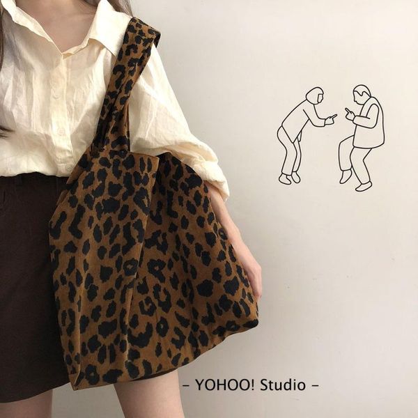 

cross body south korea ins wind autumn and winter leopard print chic korean wick velvet but one-shoulder canvas bag shopping female
