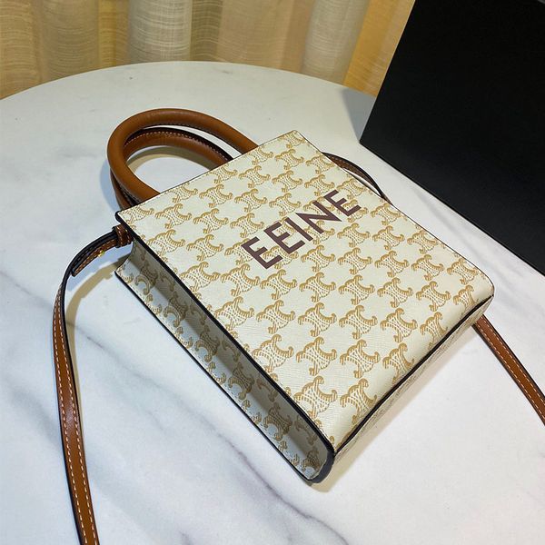 

new cabas triumphal arch tote mini flower shopping one shoulder coated canvas bag