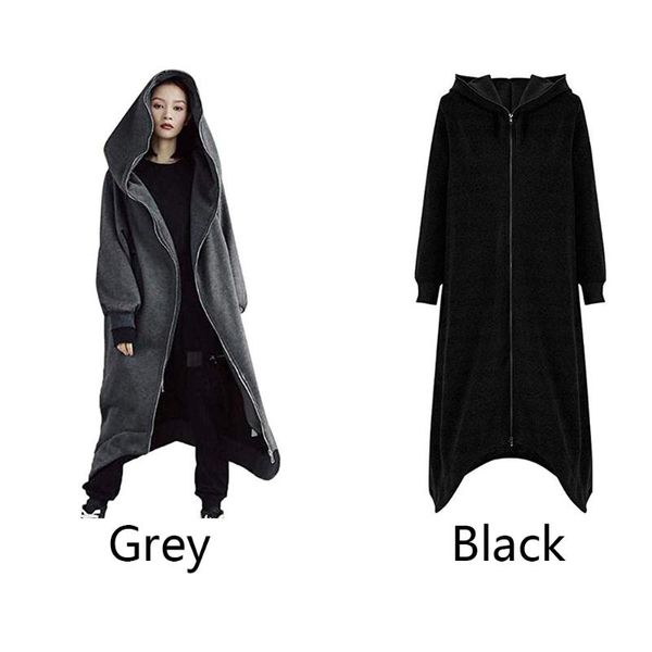 

baggy long sleeve warm solid outdoor autumn casual winter loose women sweatshirt street hooded zipper fleece, Black