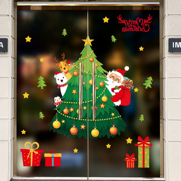 

size christmas 2021 stickers merry large wall fashion santa claus window room decoration pvc vinyl new year home decor removable