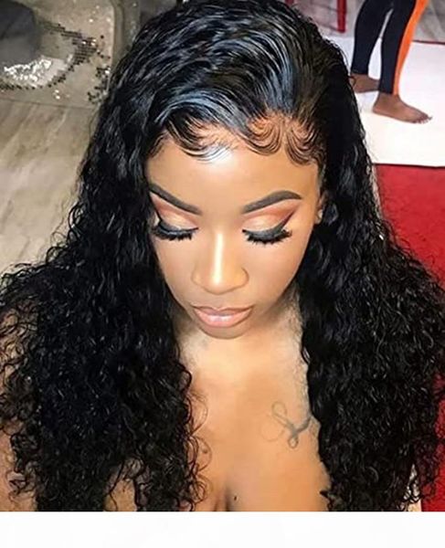 

360 lace frontal wig cap human hair with adjustable strap water wave brazilian remy lace wigs for black women natural hairline 150% density, Black;brown
