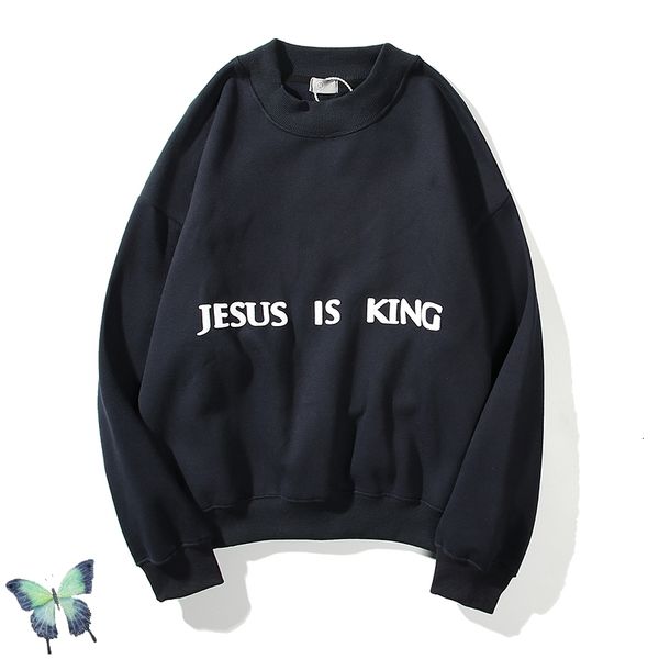 

2021 new autumn winter kanye west jesus is king three gods religious oil painting sweater men women high street classic sweatshirt x5ba, Black