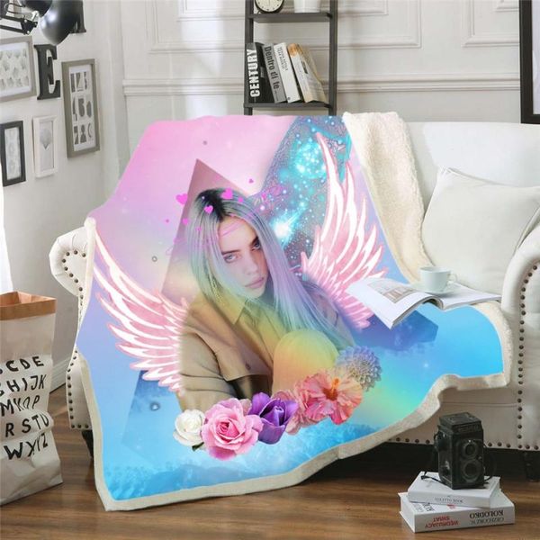 

scarves 3d print rectangle sherpa blanket wearable throw fj14, Blue;gray