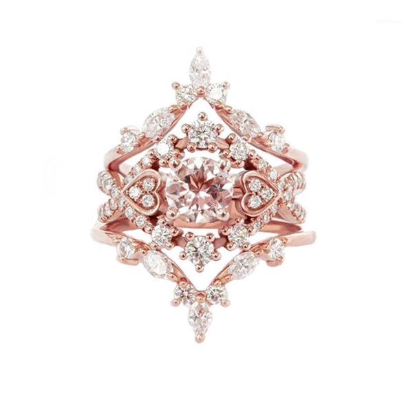 

cluster rings rose gold color frosted finger ring for woman wedding jewelry imitation drill stainless steel never fade size 6-10, Golden;silver
