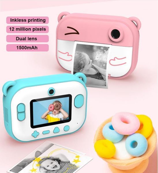 

kids camera digital instant printer selfie camera 12mp for p1080p hd video dual lens for kids 2.4inch color screen1