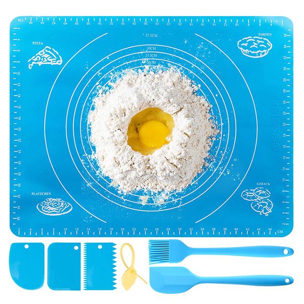 Silicone Baking Mat Set com medição Pastelaria Rolling Mat BPA Free Resistance Heat Resistance Cozinha Cozinha Cozinha Pastelaria Folha Forno Linha 201023