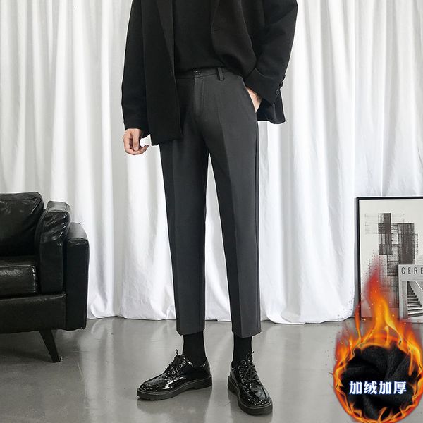 

2021 men's autumn fine new winter fall nine minutes pants masculine youth wear 27-42 241e, Black