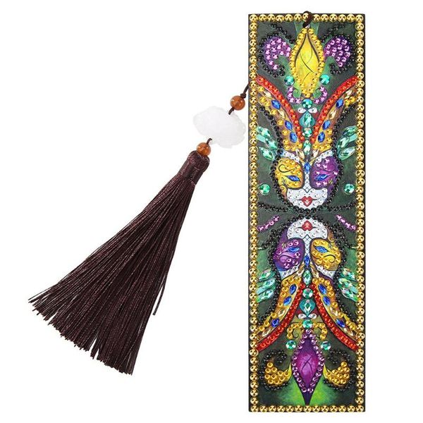 

5d diamond painting bookmark diy special shaped diamond art mosaic leather bookmark embroidery craft decoration with tassel