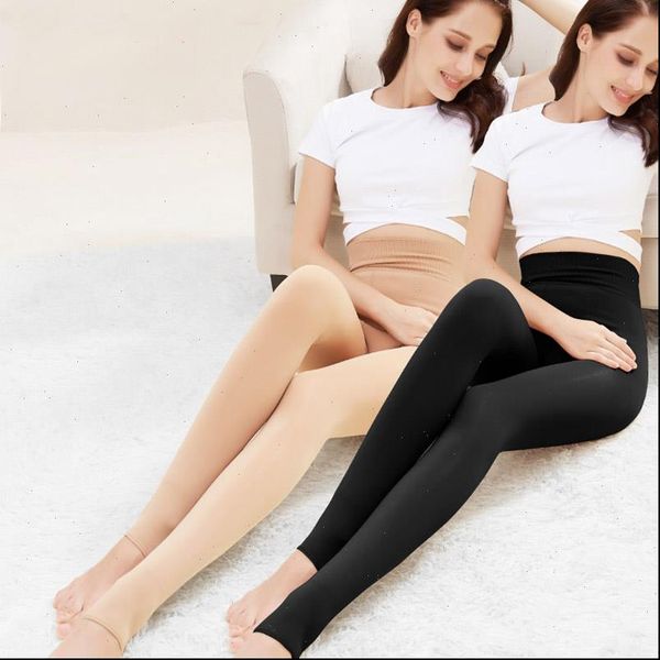 

zjx winter new warm leggings women warm leggings high waist thick velvet legging solid leggings women warm thermos pants, Black