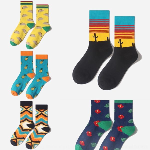 

2cniu осень и зима нового шелковая фруктовая же персонализированных моды бренд хлопка носков хлопка плодовых гольф мужских абстрактный носко, Black