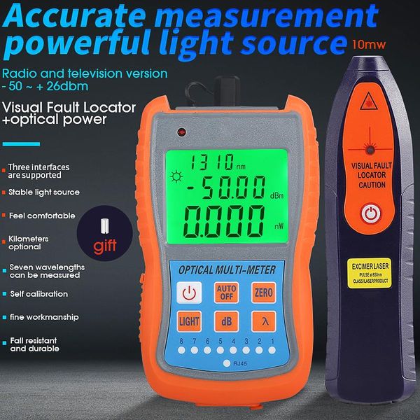 

2 in1 vfl 10mw 30mw visual fault locator fiber optic test pen ftth fiber optic tool kit optical power meter -50 + 26dbm