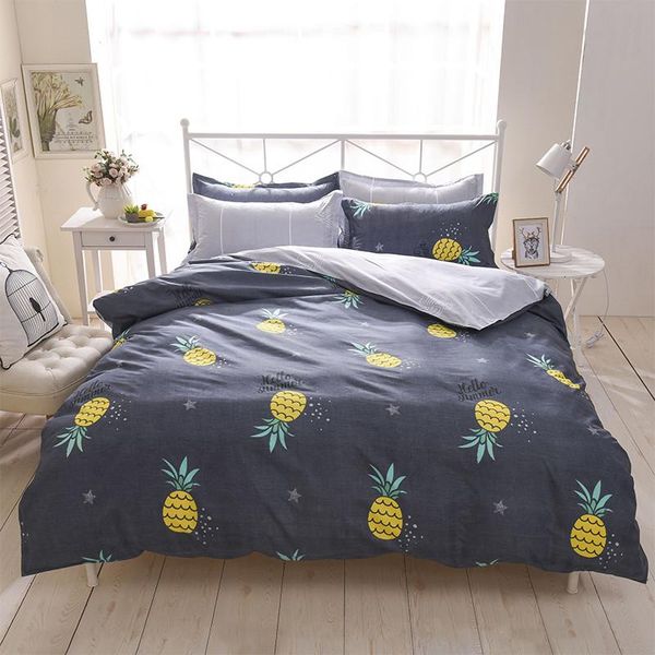 

black pineapples fruit bedding set kids boys girls 4pcs twin  king size brief duvet covers bed sheets pillowcases bed linen