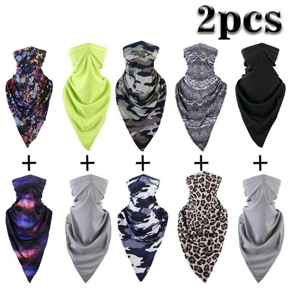 

scarves 2pcs thin breathable soft scarf neck gaiter face cover bicycle ski tube head shield sunscreen headband men women, Blue;gray