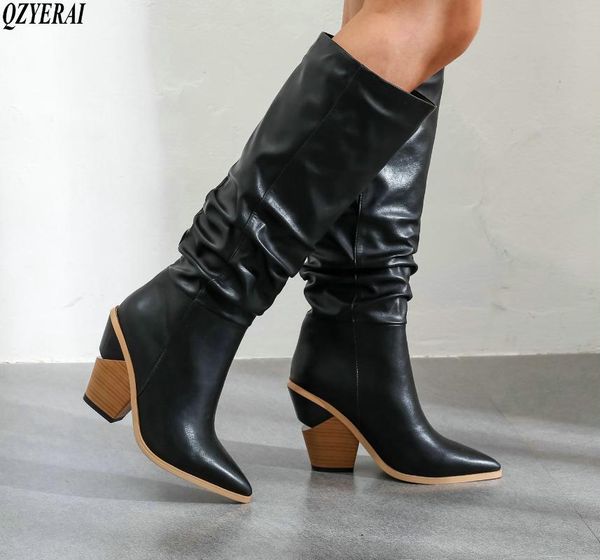 

2020 slim boots over the knee high suede women snow boots women's fashion winter thigh high shoes woman, Black