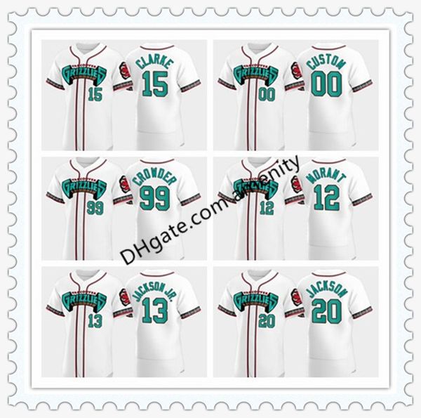 

2020 grizzlies memphis morant 13 jackson jr. 20 jackson crossover edition custom ja jaren josh white baseball jerseys, Black