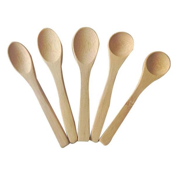 8 Tamanho Pequenos Colheres de Bambu Natural eeo-Friendly Mini Cozinha Mini Café Colher de Teaspoon Crianças Sorvete Scoop