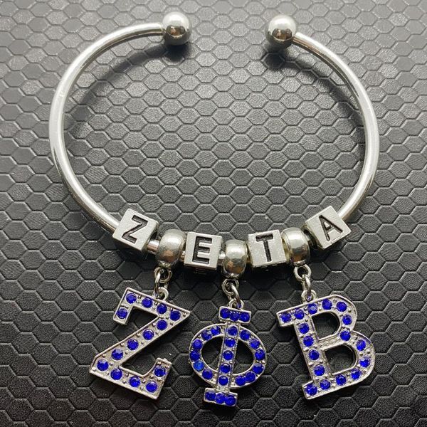 

new fashion handmade diy metal letter beads zeta bracelet sorority society symbol opening bangle, Golden;silver