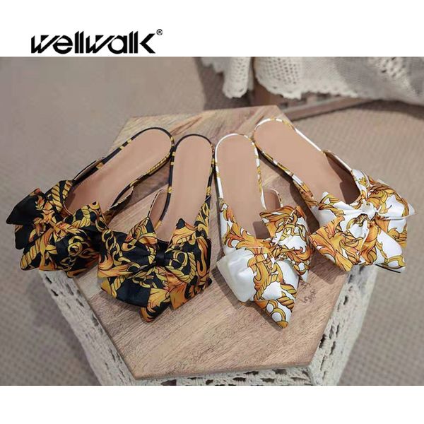 

flat slippers designer slides women mules shoes butterfly-knot dress woman shoes luxury slippers female home mules x1020, Black