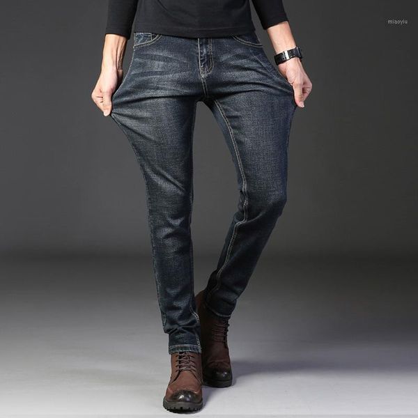 

brand jeans retro nostalgia straight denim jeans men fashion men long trousers loose trend business casual pants clothes1, Blue