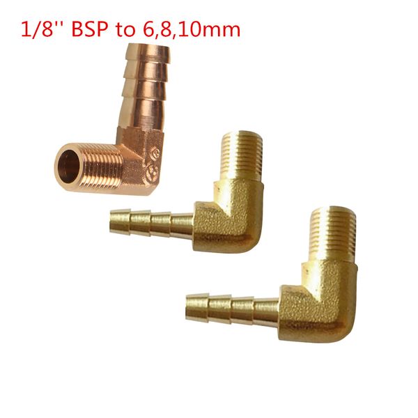 

1/8 bsp to 6,8,10mm brass 90 degree male elbow barbed hose tail pipe fitting