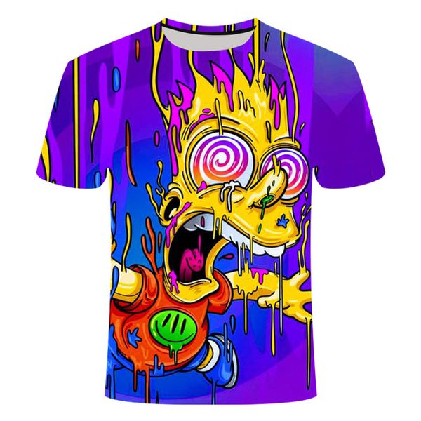 

simpsons animation round collar and summer camiseta 3d print shirts humor graphic plus size men clothing