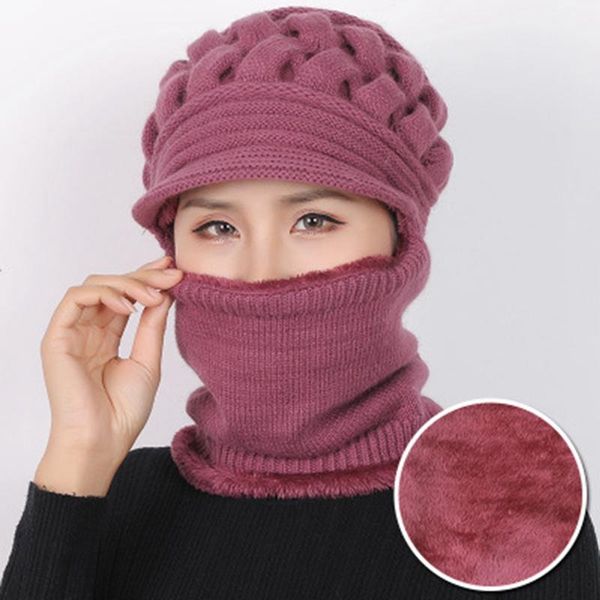 

для велосипедов женщины bib beanie hat bobble шарф маска set вязаная зима теплая лыжи cap теплый прохладный открытый дышащий шарф, Black