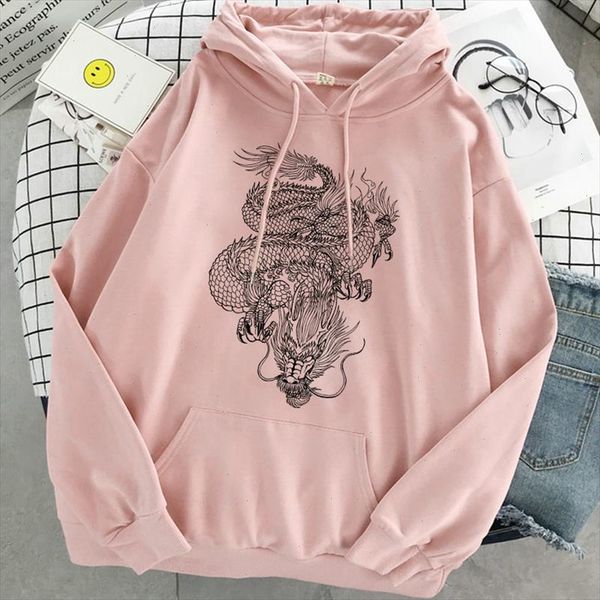 

harajuku chinese dragon pullover sweat oversize sweatshirt pink hoodies man hoodies clothes gothic winter long sleeve hoodie men, Black