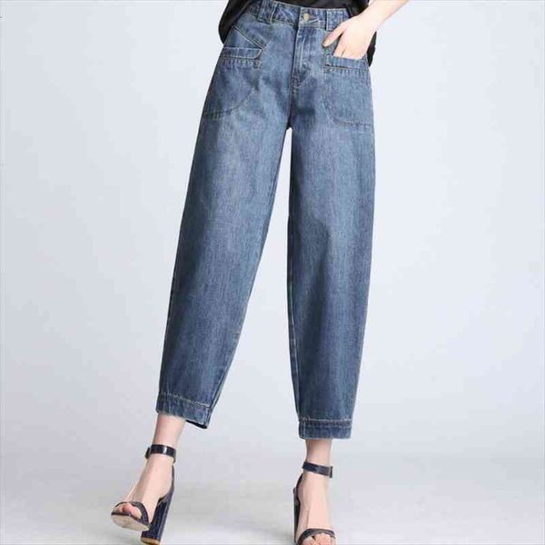 

boyfriend pants women casual jeans vintage casual harem pants female plus size 7xl, Blue