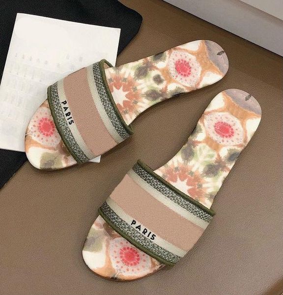 

2020 luxury designer leather ladies sandals summer flat slippers fashion beach women big head slippers rainbow alphabet slippers, Black;grey