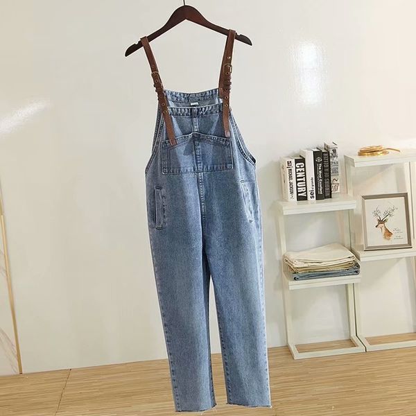 Mulheres de cintura alta namorado jeans macacões para mulheres nova primavera solta algodão azul torto jeans plus size 201106