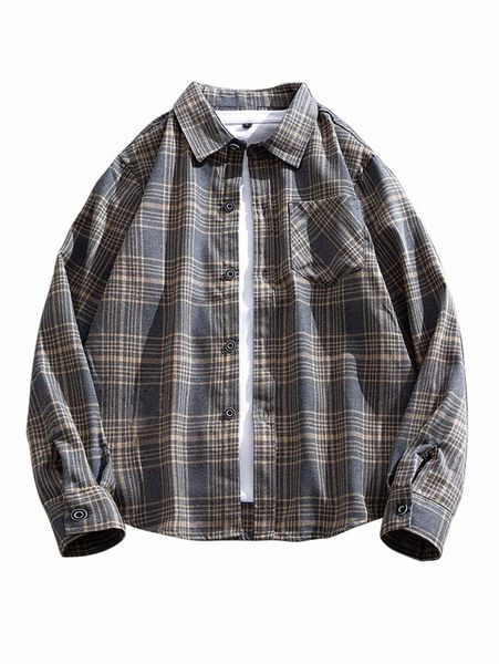 

men tartan button up pocket detail shirt without x6wc#, White;black