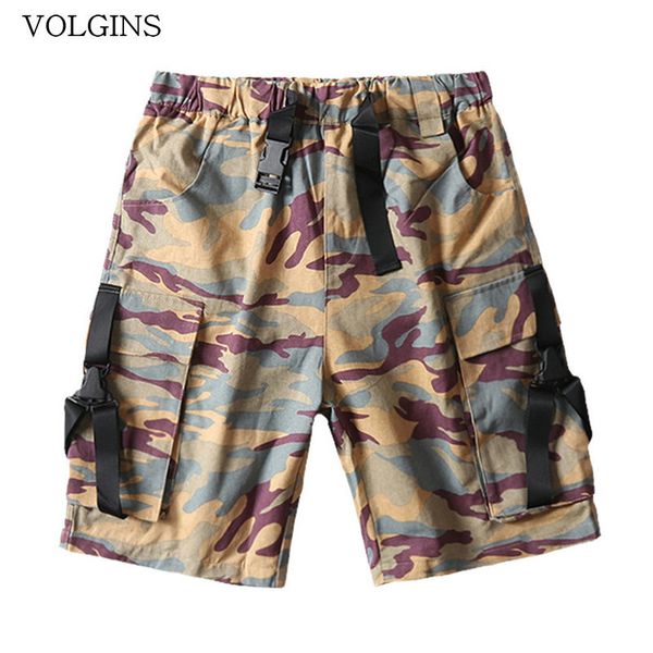 

streetwear camouflage harajuku mens 2020 summer men hip hop casual tatical military cargo shorts ribbons
