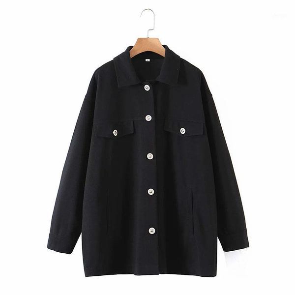 

women new fashion simplicity black chest pocket decoration jacket female single-breasted lapel long sleeve coat chic, Black;brown