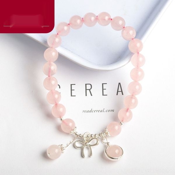

3cqdw korean fashion jewelry with natural powder for women's s925 pink crystal bracelet crystal pink pure silver bow bracelet xqlze, Golden;silver