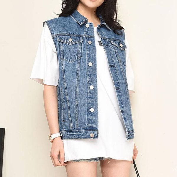 

2020 autumn large size 6xl casual women's denim vest short sleeveless turn-down collar ladies vests new slim female waist vest1, Black;white