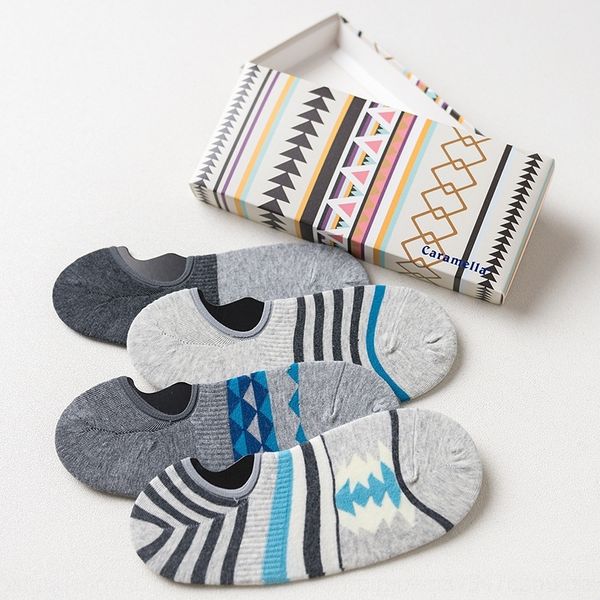 

mavnc caramella spring of summer boat boat four pairs and gift box ethnic sports men's invisible socks men's invisible socks wwmqw, Black