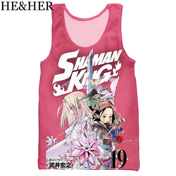 

new popular anime shaman king summer tank work out tank halter tank 3d print shirts comics hentai graphic men clothing