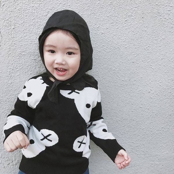 

new baby boys girl clothes cute cartoon cotton knitting fashion children black white bear sweater boys cardigan kids coat lj200813, Blue