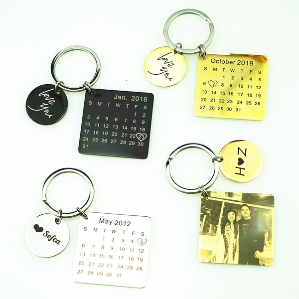 

stainless steel keychain couple keychain calendar birthday valentine's day anniversary creative gift 40mm ing