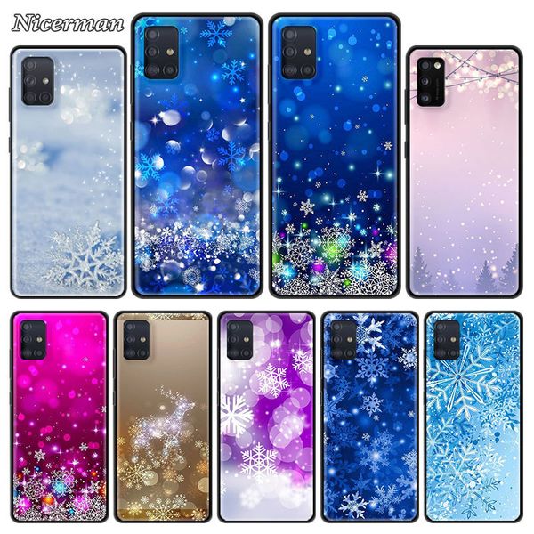

черный чехол soft для samsung galaxy a50 a51 a71 a70 a40 a30 a41 a21s a20e a10 a10s мобильный телефон shell sac рождество снежинки