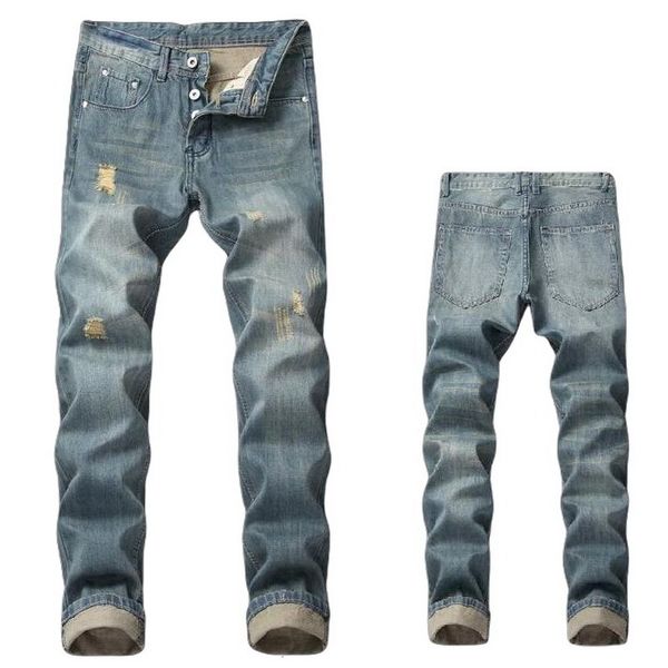 

2021 patchwork ny for man slim fit biker holes cotton denim pants destroyed ripped design men jeans stretch, Blue