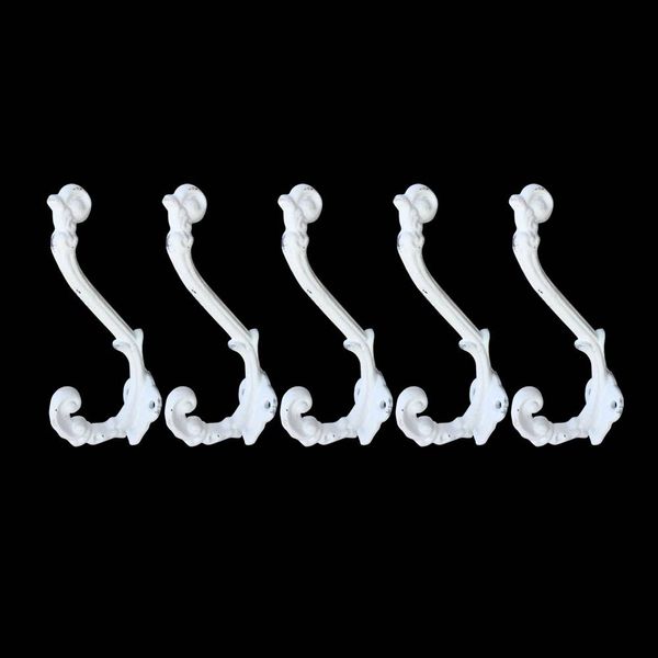 

manufacturer wholesale 5pcs vintage style cast iron wall coat hooks hat hook hall tree 5 1/3" white