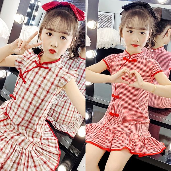 

wfbio girlschinese cheongsam 2020 summer new little girl's antique republic cheongsam dress dress style china style of buiyg, Black;gray