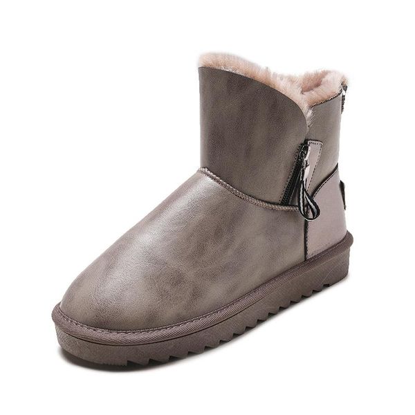 

women 's classic boots pu fur integration waterproof protective women boots flat non-slip leisure contracted, Black