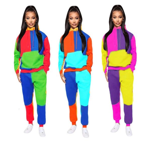 

two j6186 women's fashion splicing hooded piece leisure sports suit, Gray