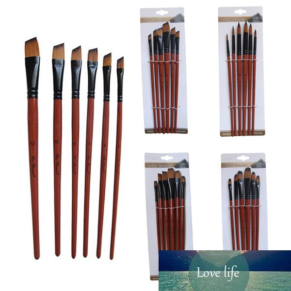 6 Stück Malerei Handwerk Nylonhaar braune Stiftpinsel Kunst Modell Farbe Künstler Pinsel Set Acryl Öl Aquarell