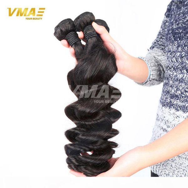 

brazilian loose wave virgin hair human 3 bundles unprocessed loose wave hair extension 100% original hair weft vmae extensions opp, Black